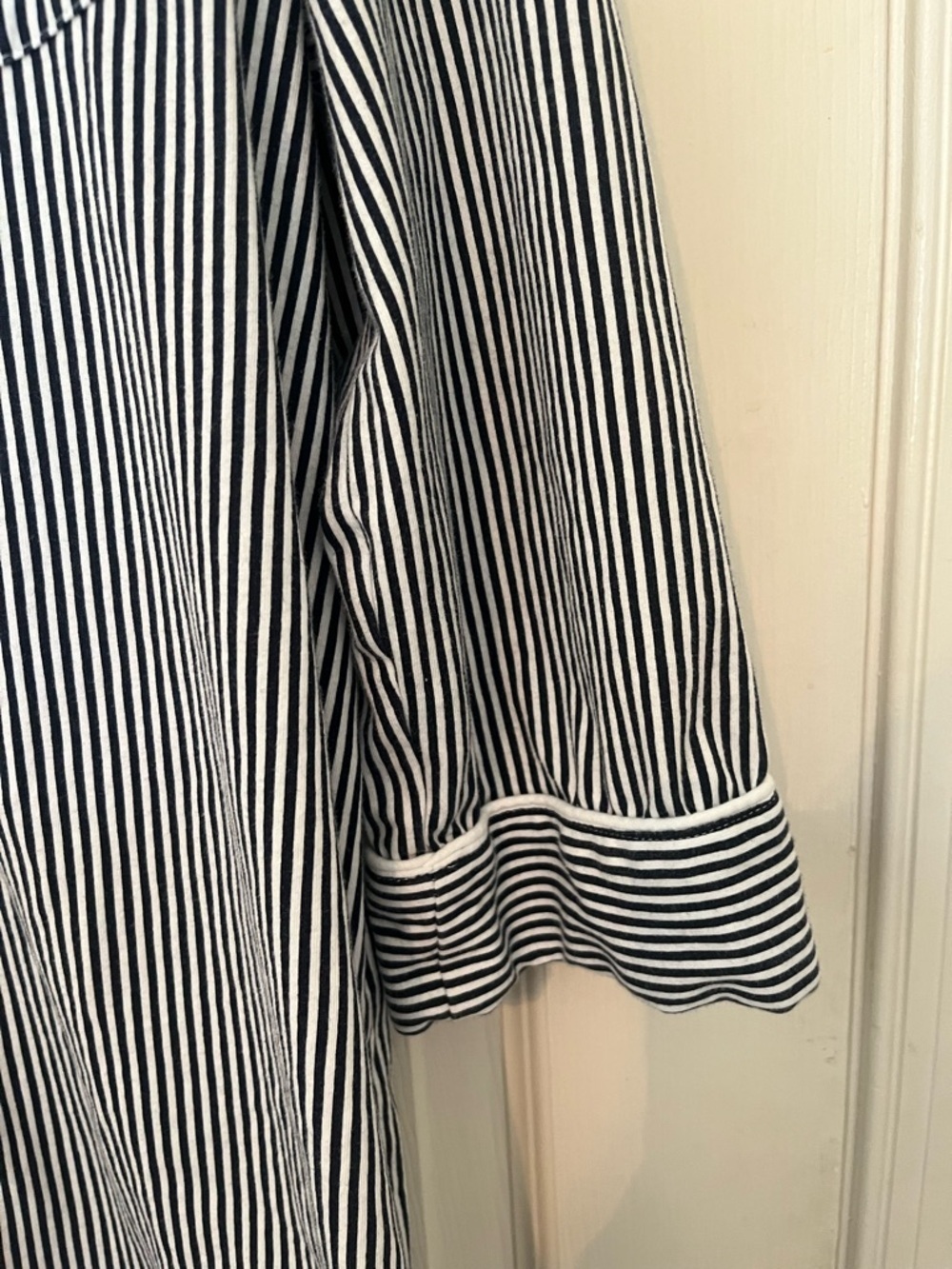 Lauren Ralph Lauren Medium Navy & White Striped Cotton Sleep Shirt Resortwear - Picture 4 of 6